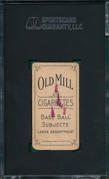 1909-1911 T206 Willis, Portrait, Old Mill Cigarettes SGC 1