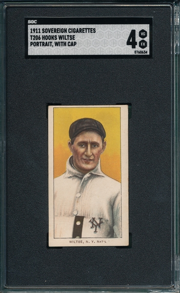 1909-1911 T206 Wiltse, Portrait, Cap, Sovereign Cigarettes SGC 4 *460 Series*