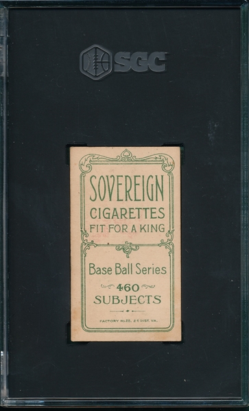 1909-1911 T206 Wiltse, Portrait, Cap, Sovereign Cigarettes SGC 4 *460 Series*
