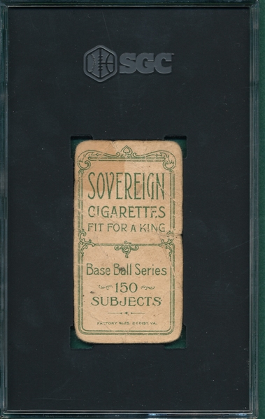 1909-1911 T206 Tinker, Portrait, Sovereign Cigarettes SGC 1