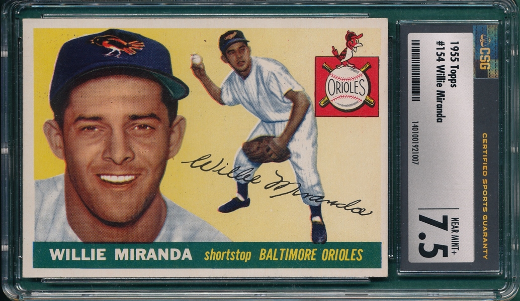1955 Topps #154 Willie Miranda CSG 7.5
