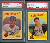 1959 Topps #387 Drysdale & #460 Friend, Lot of (2), PSA 6