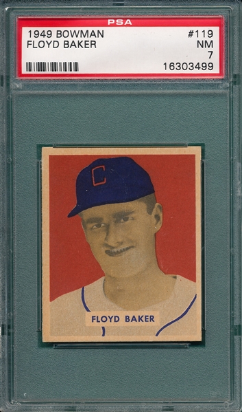 1949 Bowman #119 Floyd Baker PSA 7 