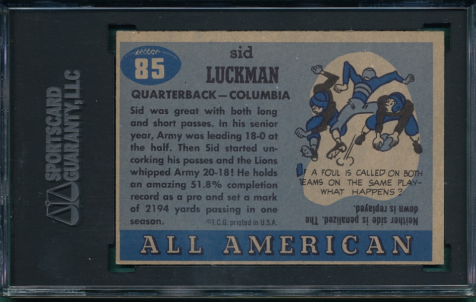 1955 Topps All American Football #85 Sid Luckman SGG 84