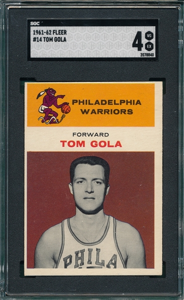 1961 Fleer Basketball #14 Tom Gola SGC 4