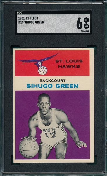 1961 Fleer Basketball #15 Sihugo Green SGC 6