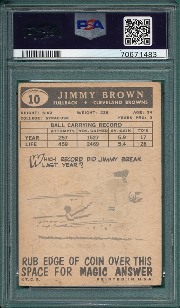1959 Topps #10 Jimmy Brown PSA 2