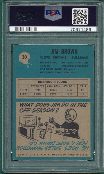 1964 Philadelphia #30 Jim Brown PSA 3