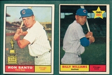 1961 Topps #35 Santo & #141 Billy Williams, Lot of (2) Rookies