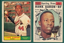 1961 Topps #415 Aaron & #577 Aaron, AS, Lot of (2)