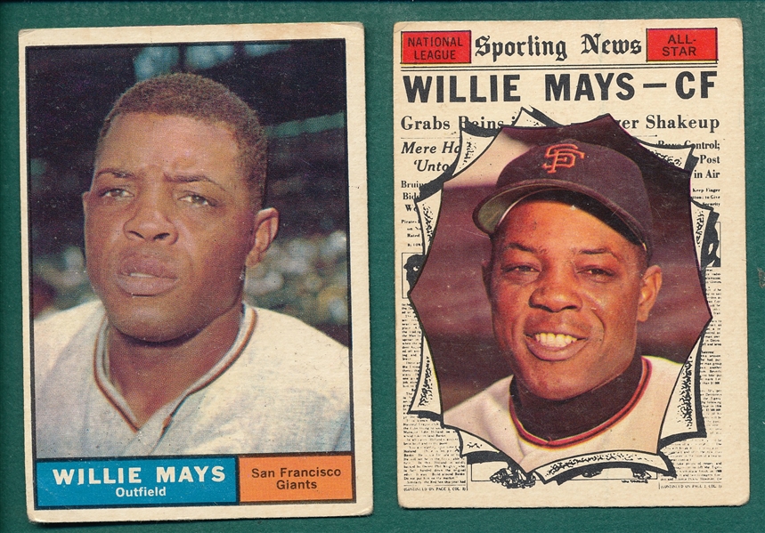 1961 Topps #150 Mays & #579 Mays, AS, Lot of (2)