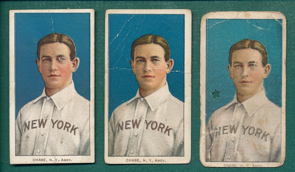 1909-1911 T206 Chase, Blue Portrait, Lot of (3)