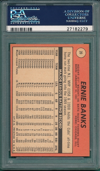 1969 Topps #20 Ernie Banks PSA 8