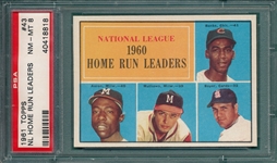 1961 Topps #43 NL HR Leaders W/ Aaron, PSA 8
