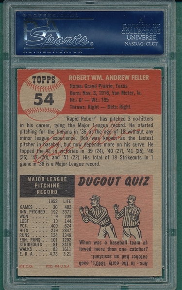 1953 Topps #54 Bob Feller PSA 6