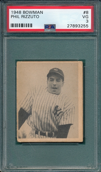 1948 Bowman #8 Phil Rizzuto PSA 3