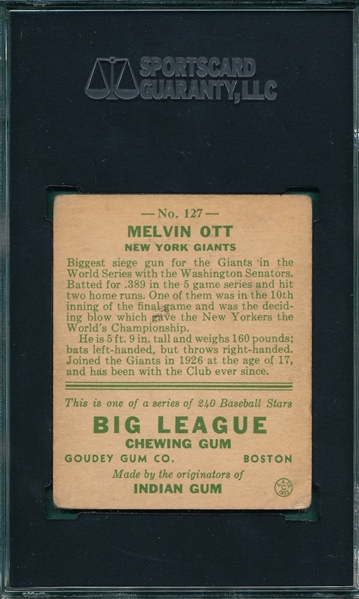 1933 Goudey #127 Melvin Ott SGC 35