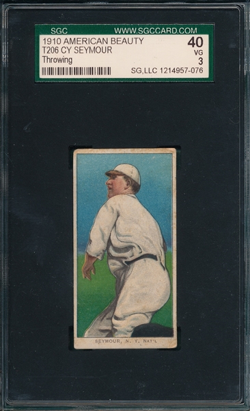 1909-1911 T206 Seymour, Throwing, American Beauty Cigarettes SGC 40