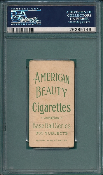 1909-1911 T206 Pelty, Vertical, American Beauty Cigarettes PSA 1