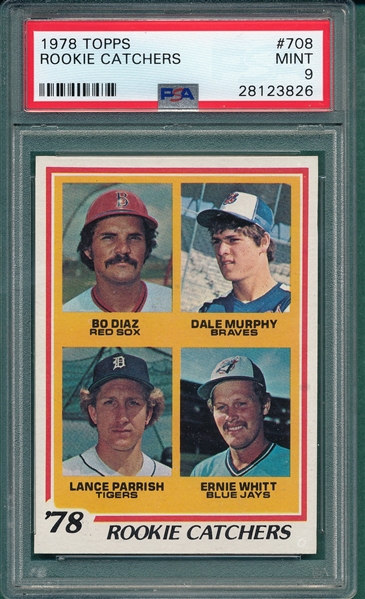 1978 Topps #708 Rookie Catchers W/ Dale Murphy, PSA 9 