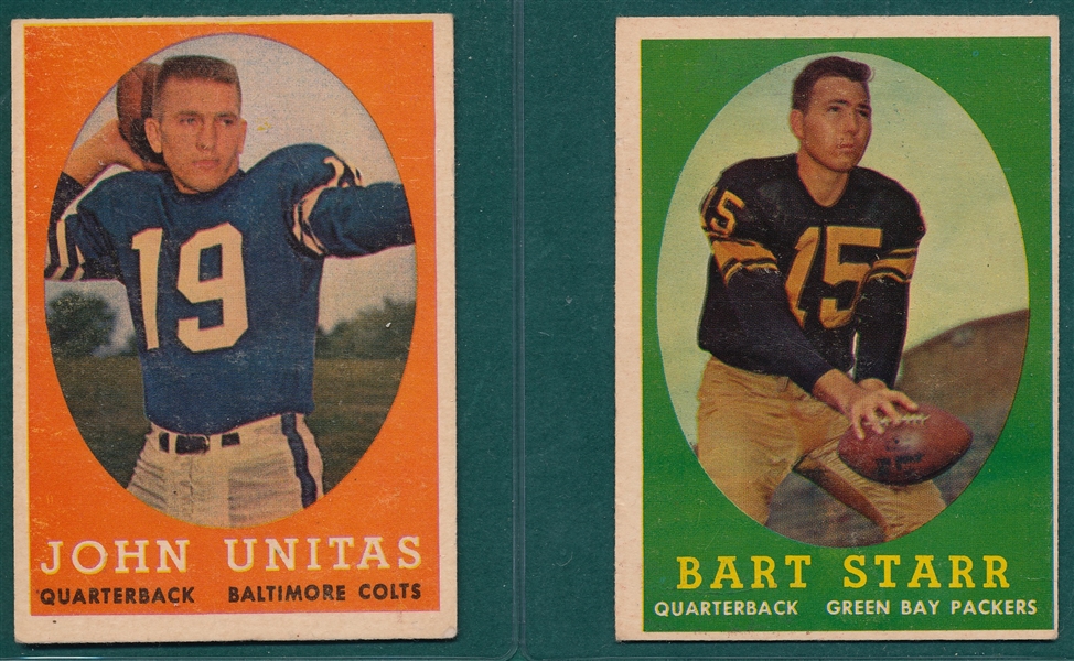 1958 Topps Football Lot of (6) W/ Unitas & Starr