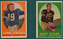 1958 Topps Football Lot of (6) W/ Unitas & Starr