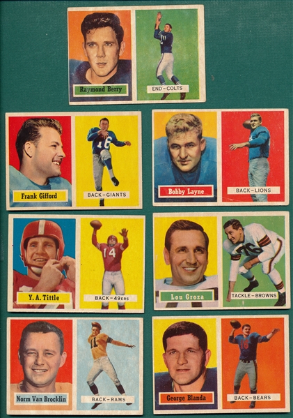 1957 Topps Football Lot of (8) W/ #151 Hornung, Rookie