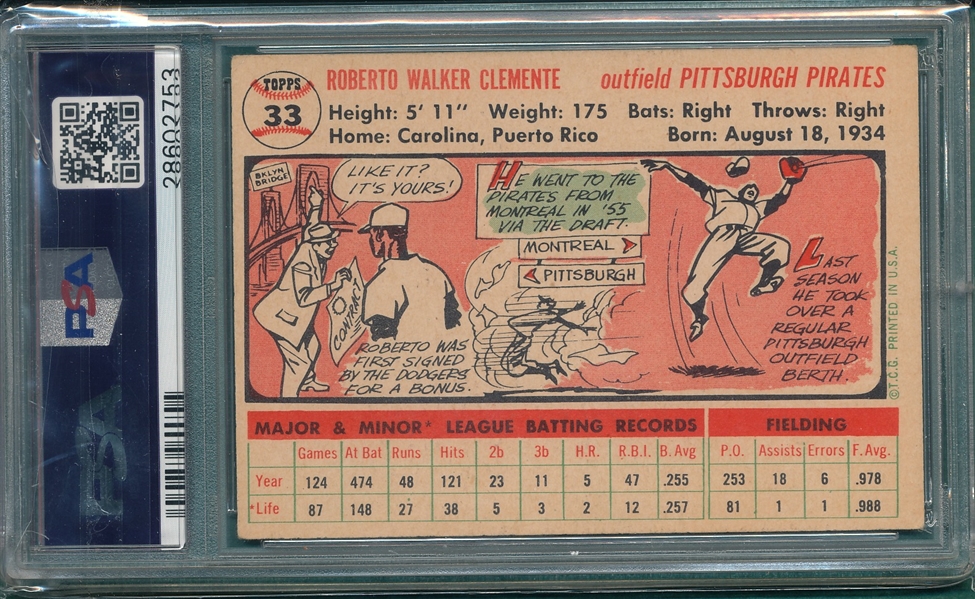 1956 Topps #33 Roberto Clemente PSA 5 (MC)