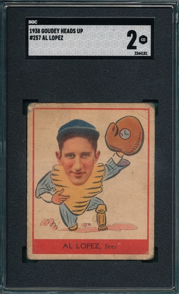 1938 Goudey Heads Up #257 Al Lopez SGC 2