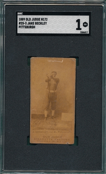 1889 N172 #25-3 Jake Beckley, Pittsburgh, Old Judge Cigarettes, SGC 1