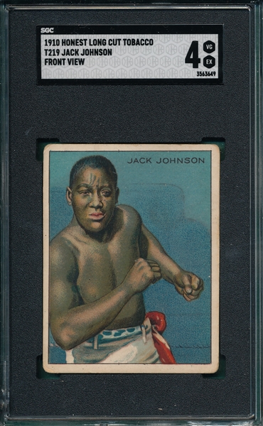 1910 T219 Jack Johnson, Front View, Honest Long Cut, SGC 4 *None Graded Higher*