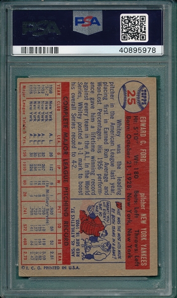 1957 Topps #25 Whitey Ford PSA 4