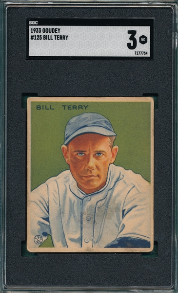 1933 Goudey #125 Bill Terry SGC 3