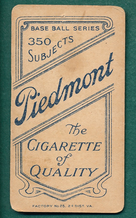 Lot Detail - 1909-1911 T206 Chase, Dark Cap, Piedmont Cigarettes