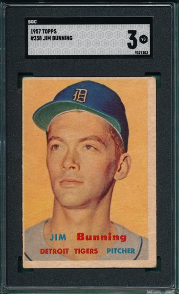 1957 Topps #338 Jim Bunning SGC 3 *Rookie*