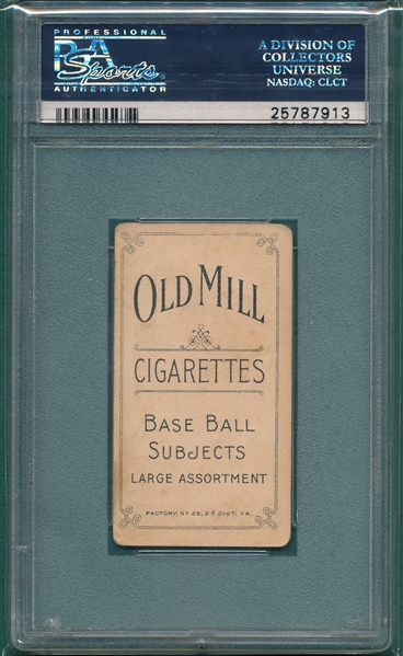 1909-1911 T206 Nichols, Batting, Old Mill Cigarettes PSA 3