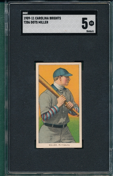 1909-1911 T206 Miller, Dots, Carolina Brights Cigarettes SGC 5