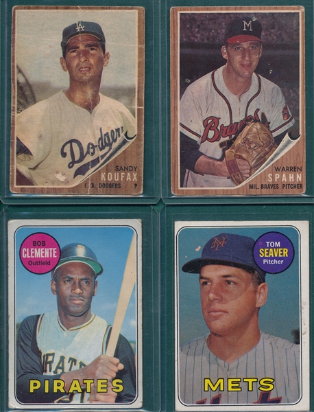 1962/69 Topps Lot of (4) HOFers W/ Koufax & Clemente