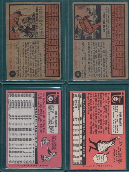 1962/69 Topps Lot of (4) HOFers W/ Koufax & Clemente