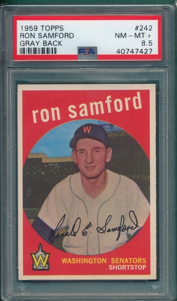 1959 Topps #242 Ron Samford PSA 8.5