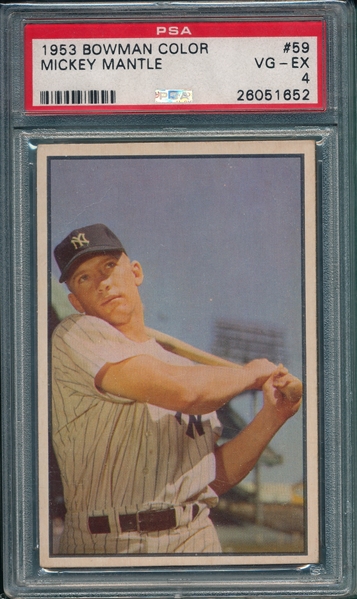 1953 Bowman Color #59 Mickey Mantle PSA 4