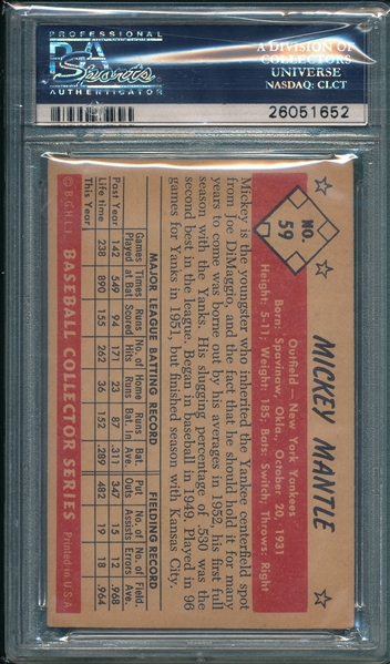 1953 Bowman Color #59 Mickey Mantle PSA 4