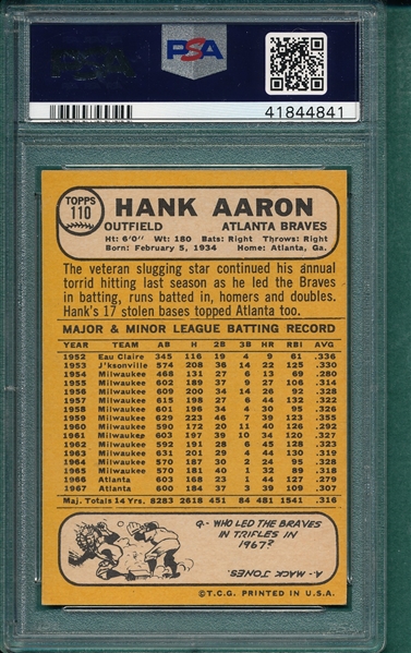 1968 Topps #110 Hank Aaron PSA 7