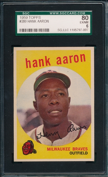 1959 Topps #380 Hank Aaron SGC 80