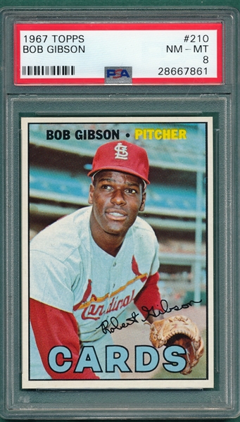 1967 Topps #211 Bob Gibson PSA 8