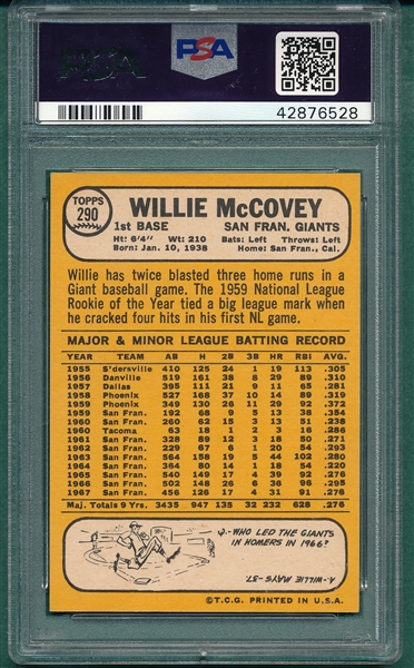 1968 Topps #290 Willie McCovey PSA 8