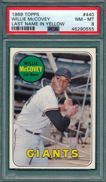 1969 Topps #440 Willie McCovey PSA 8 *Yellow Name*