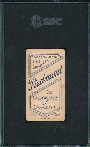 1909-1911 T206 Waddell, Portrait, Piedmont Cigarettes SGC 3