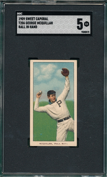 1909-1911 T206 McQuillan, Ball In Hand, Sweet Caporal Cigarettes SGC 5
