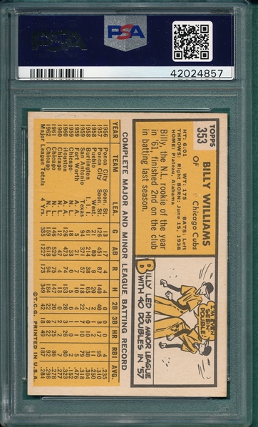 1963 Topps #353 Billy Williams PSA 6